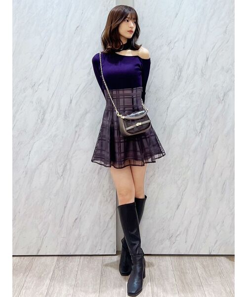 MERCURYDUO パンツ シアーチェックバックレースアップミニスカ