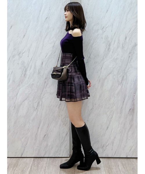 MERCURYDUO シアーチェックバックレースアップミニスカパン S マーキュリーデュオ MERCURYDUO シアーチェックバックレース