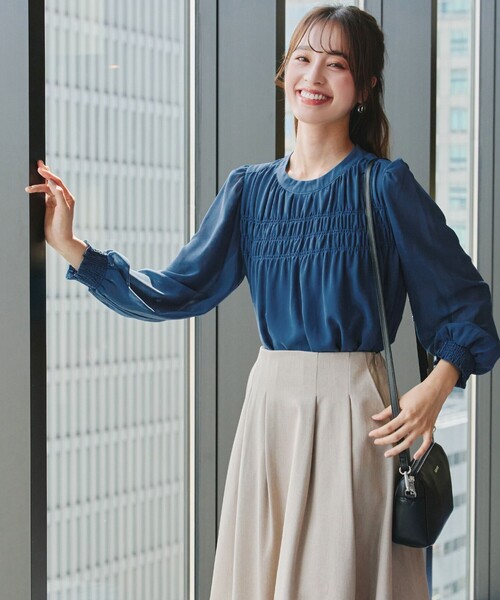 Tiaclasse ブラウス シャツ シフォンシャーリングブラウス レディース