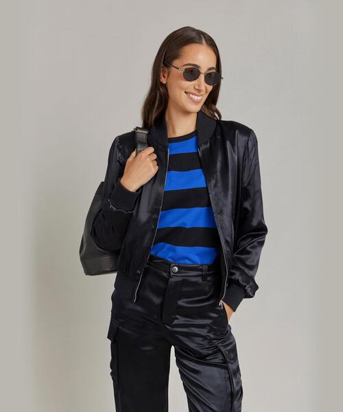 tシャツ 太ボーダー コットン 長袖Tシャツ ”Cool” レディース