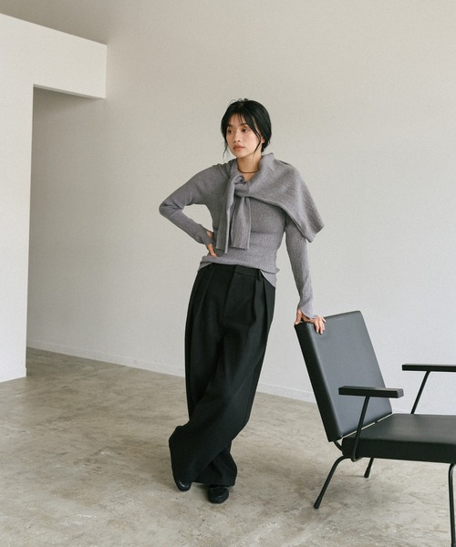 select MOCA（セレクトモカ） スラックス パンツ フェイクウールダブル