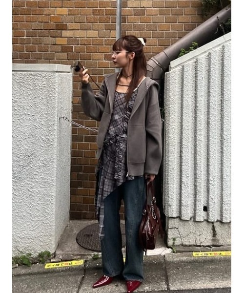 SLY（スライ） パーカー OVER KNIT HOODIE オーバー ニット フーディ