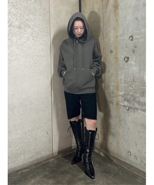 SLY（スライ） パーカー OVER KNIT HOODIE オーバー ニット フーディ