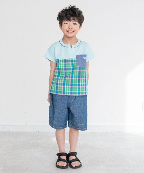 Rag Mart（ラグマート） tシャツ チェック切り替えTシャツ キッズ 