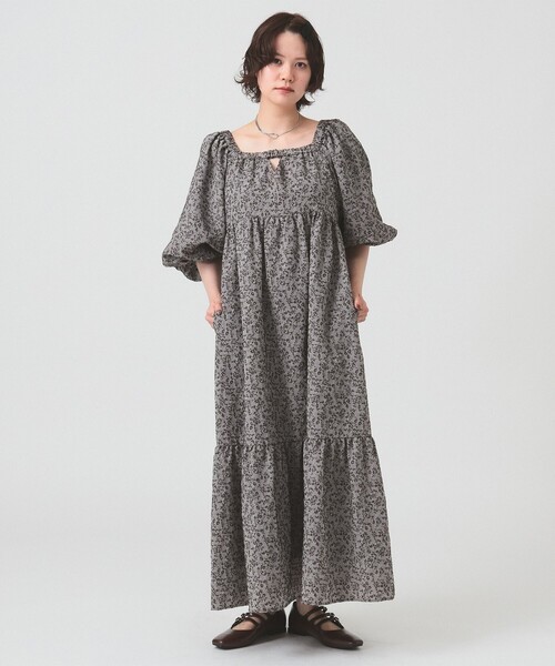 【RBS / Ray BEAMS】エコ素材 ティアードワンピース（グリーン） RBS / Ray BEAMS】エコ素材 ティアードワンピース（グリーン
