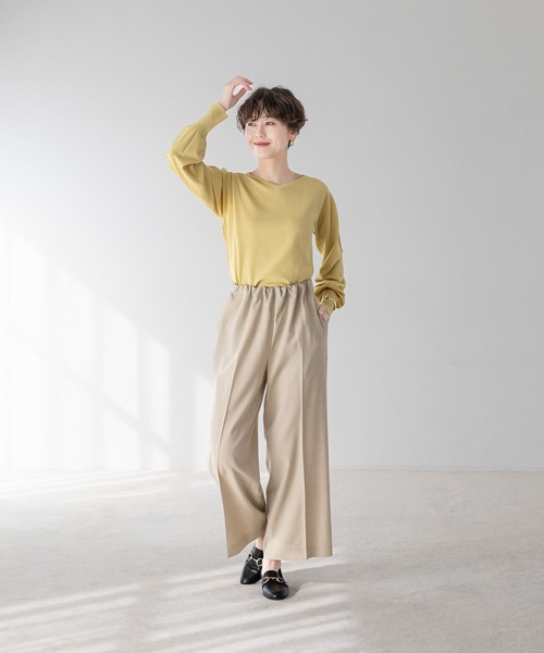Elura パンツ 映えラクタックセミワイドパンツ「低身長サイズ