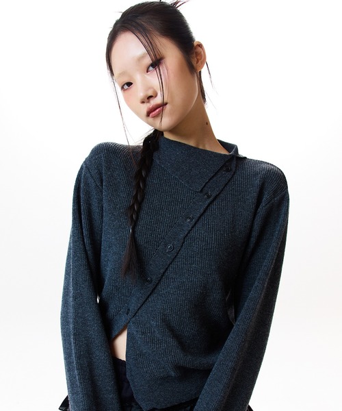 カーディガン IM BUTTON DIAGONAL CARDIGAN レディース