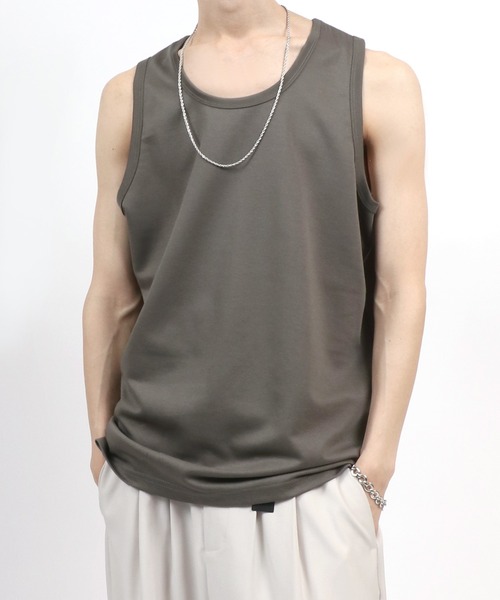 トップス pamaATON SILK BLENDED CREW&TANK ANPAS（アンパス） タンクトップ Dry Ponte Fabric Long Tanktop