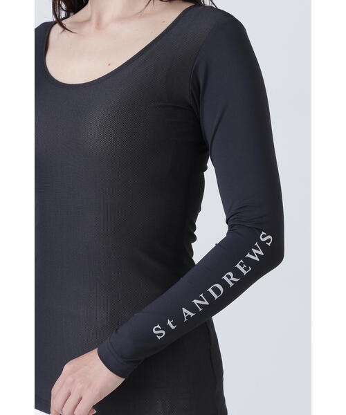 tシャツ 「St ANDREWS」ツインコットUV×SUNPROFITメッシュ長袖Uネックカットソー (WOMENS) レディース St ANDREWS tシャツ 「St ANDREWS」ツインコットUV×SUNPROFIT
