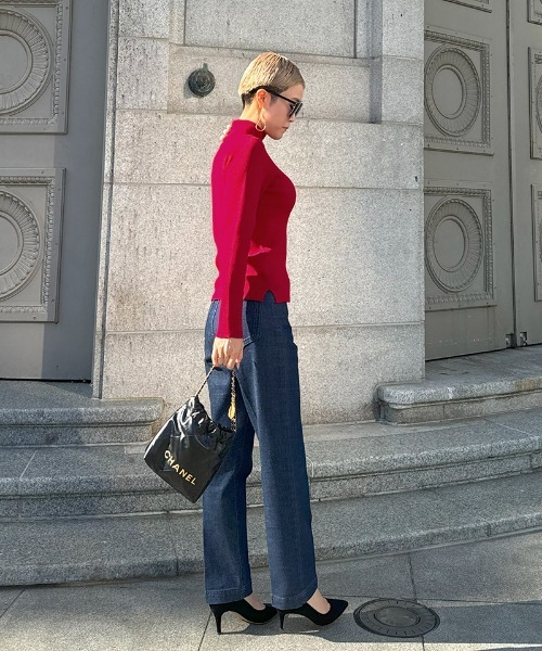 JENNE」 長袖ニット LARGE レッド レディース : ZOZOTOWN Yahoo