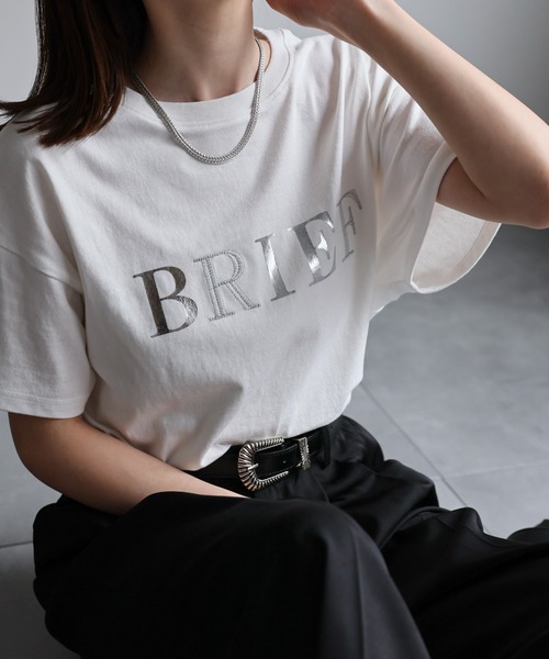 sakishimatokyo tシャツ 部分刺しゅうロゴTシャツ/綿天竺OE /箔