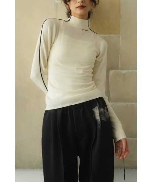 ニット セーター 2way piping high neck knit レディース