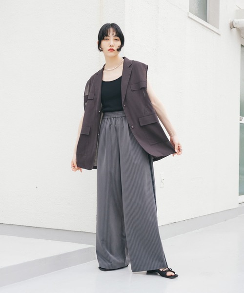 新品タグ付◆ KBF ストライプラインイージーパンツ　CHARCOAL KBF パンツ ストライプラインイージーパンツ レディース