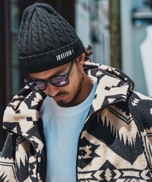 felkod ブラック ニット帽 フリーサイズ felkod(フィルコッド)】Logo Patch Knit Cap ニット帽(F25F320
