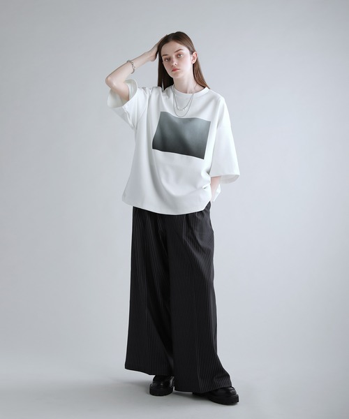 tシャツ ソフトチュール　スクエアＴ レディース メンズ SOCCE tシャツ コットンポンチタック5分袖ドレーププリント