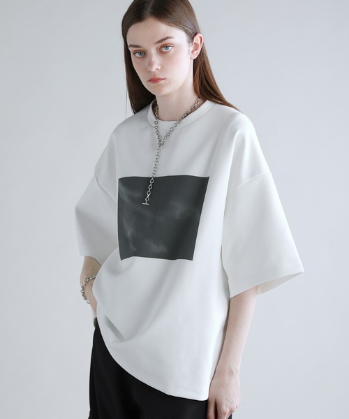 tシャツ ソフトチュール　スクエアＴ レディース メンズ SOCCE tシャツ コットンポンチタック5分袖ドレーププリント