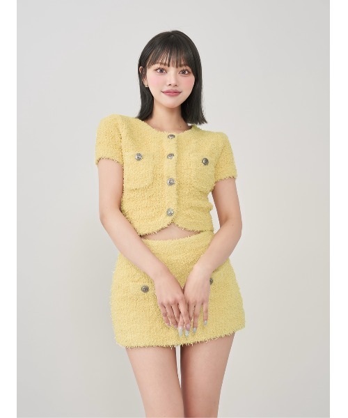 美品♡ミントグリーンのツイードセットアップ♡ RANS】ミニ/ドレス/セットアップ/グリーン/タイト/ツイード/半袖