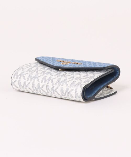 新品☆MICHAEL KORS ブルー シグネチャー  レザー ミニ 折り財布 公式アウトレット】【日本限定】JET SET TRAVEL コンパクト