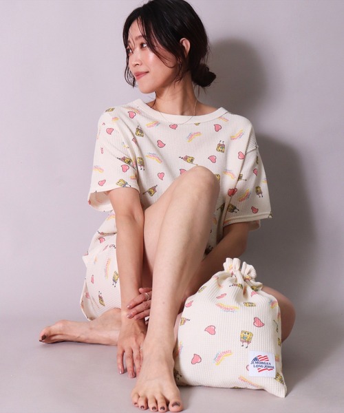 JEMORGAN LONG JOHNS ルームウェア　3点セット JEMORGAN パジャマ ルームウェア ワッフル花柄半袖＆パンツ3点