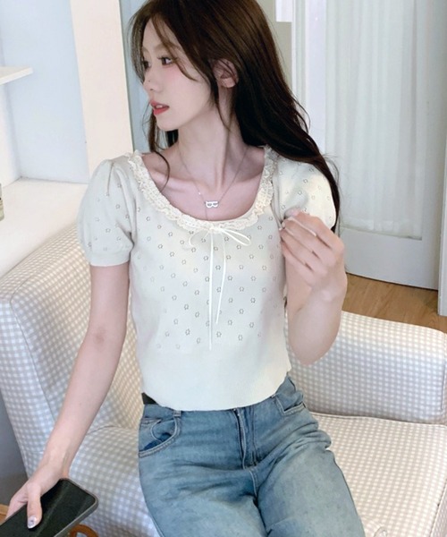 WESTSEA（ウエストシー） サマーニット ニット セーター フリルレース