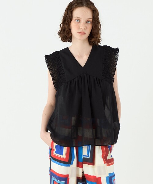 ブラウス シャツ コットンクレープ Vネックブラウス レディース Ballsey ブラウス シャツ コットンクレープ Vネックブラウス