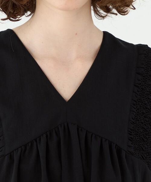 ブラウス シャツ コットンクレープ Vネックブラウス レディース Ballsey ブラウス シャツ コットンクレープ Vネックブラウス