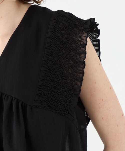 Ballsey ブラウス シャツ コットンクレープ Vネックブラウス