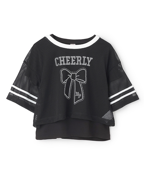 アンサンブル リボンメッシュTシャツセット キッズ 子供服 女の子 mezzo piano Junior（メゾピアノ ジュニア） アンサンブル リボン