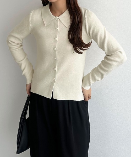 「callautia」 ニットカーディガン LARGE アイボリー レディース