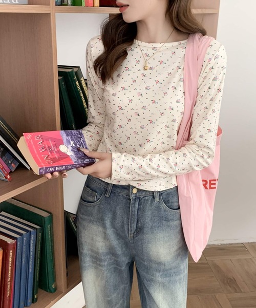 tシャツ 「3タイプ展開」小花柄ロングTシャツ レディース : ZOZOTOWN