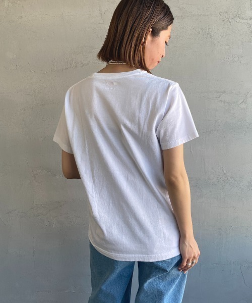 「HANES」 半袖Tシャツ L ホワイト×ブラック レディース
