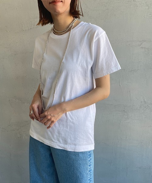 「HANES」 半袖Tシャツ L ホワイト×ブラック レディース