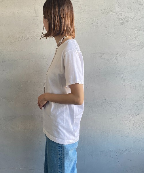 「HANES」 半袖Tシャツ L ホワイト×ブラック レディース