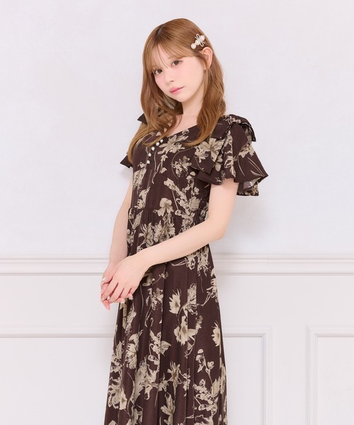 apres jour（アプレジュール） ワンピース 肩リボン花柄ワンピース