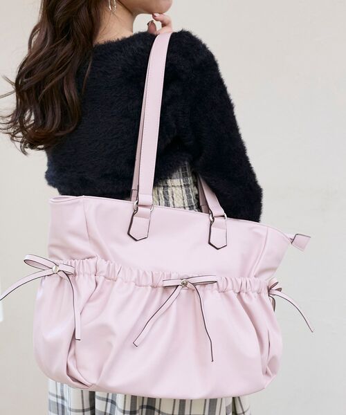 新品❣️ブラックミンク❣️リボントートバッグ❣️大きめ ギャザーリボントートバッグ[品番：CTYW0005007]｜MAJESTIC LEGON