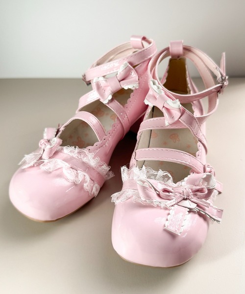 MAISON SELECT パンプス 9C92 レースリボン クロスストラップ パンプス