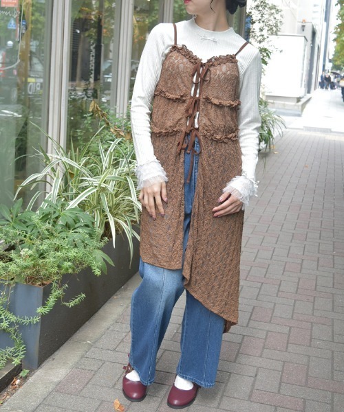 axes femme（アクシーズ ファム） カーディガン チュニック丈レース
