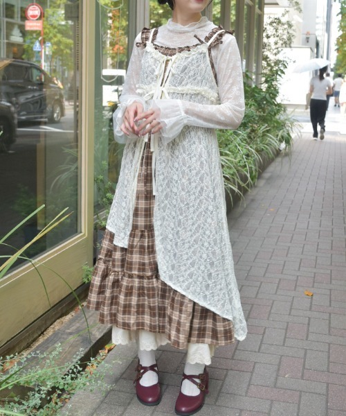 axes femme（アクシーズ ファム） カーディガン チュニック丈レース