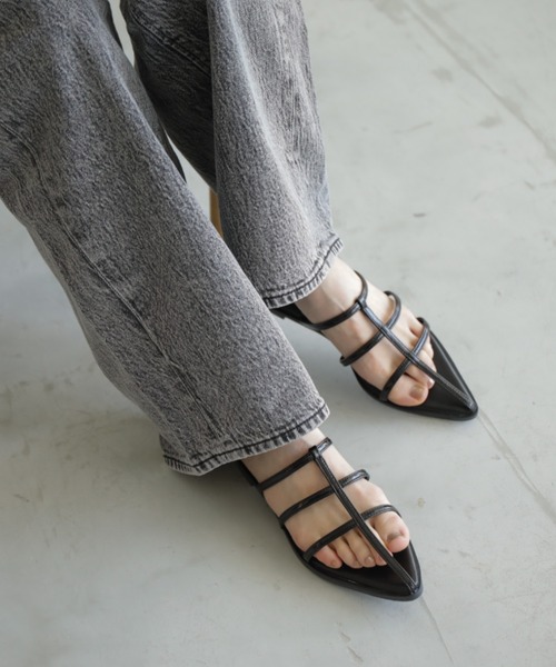 「Piedi Nudi」 フラットサンダル L ブラック レディース_画像7
