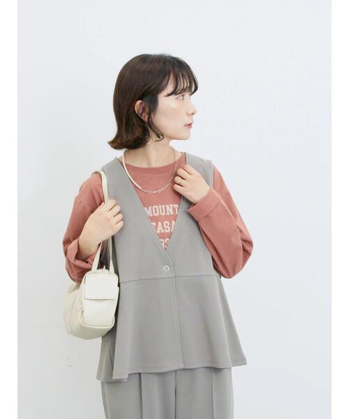 Samansa Mos2 blue（サマンサモスモスブルー） ベスト ジレ ペプラム