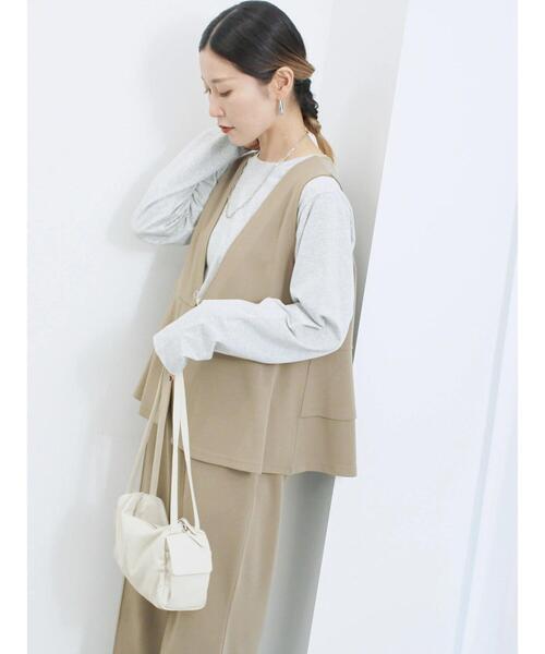 Samansa Mos2 blue（サマンサモスモスブルー） ベスト ジレ ペプラム