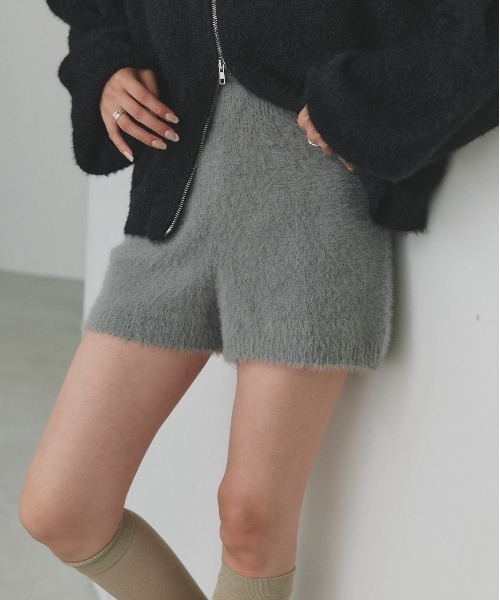 THE TOE シャギーニットショートパンツ　graybeige ad thie（アドティエ） パンツ シャギーニット ショートパンツ