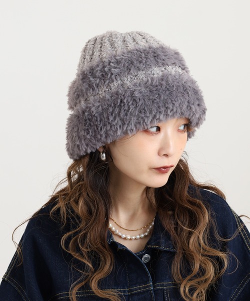 kippis（キッピス） ニット帽 ニットキャップ ファーヤーンニット帽