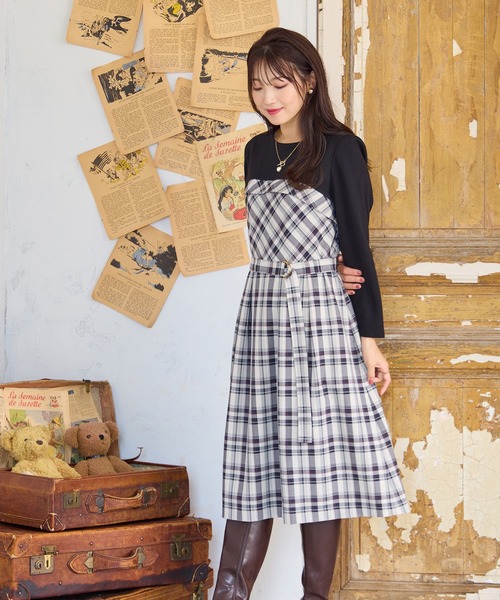 Rose Tiara（ローズティアラ） ワンピース チェック切替ドッキング