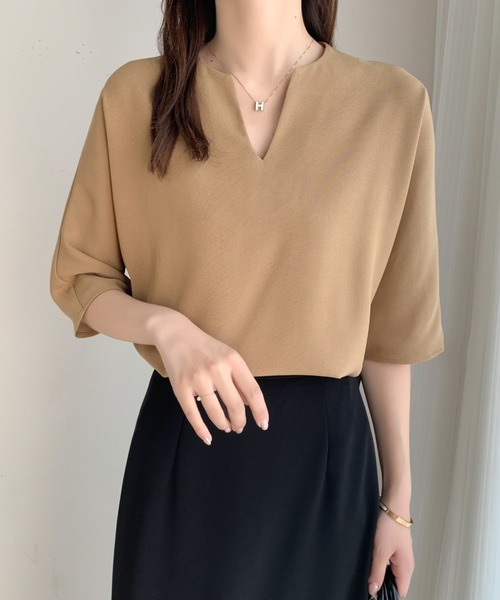 「ABITOKYO」 半袖ブラウス M チャコールグレー レディース_画像3