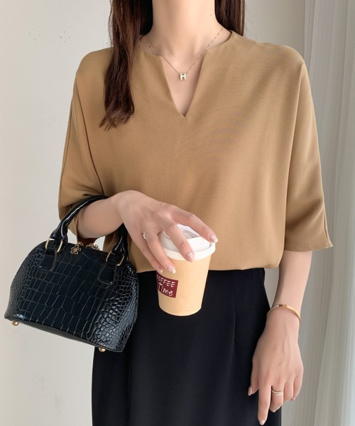 「ABITOKYO」 半袖ブラウス M チャコールグレー レディース_画像4