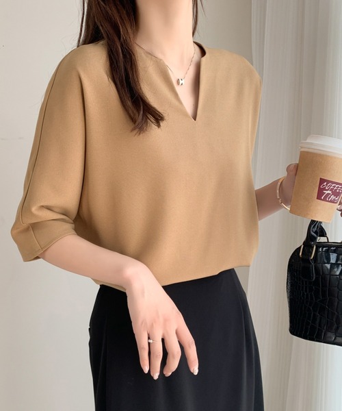 「ABITOKYO」 半袖ブラウス M チャコールグレー レディース_画像5