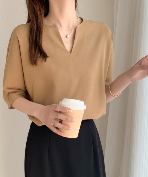 「ABITOKYO」 半袖ブラウス M チャコールグレー レディース_画像6
