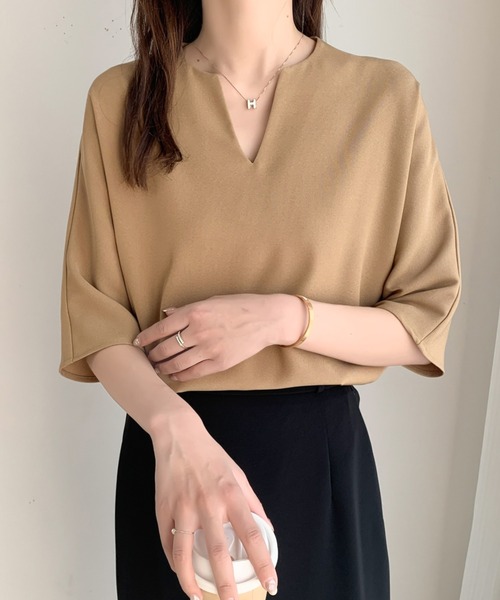 「ABITOKYO」 半袖ブラウス M チャコールグレー レディース_画像7
