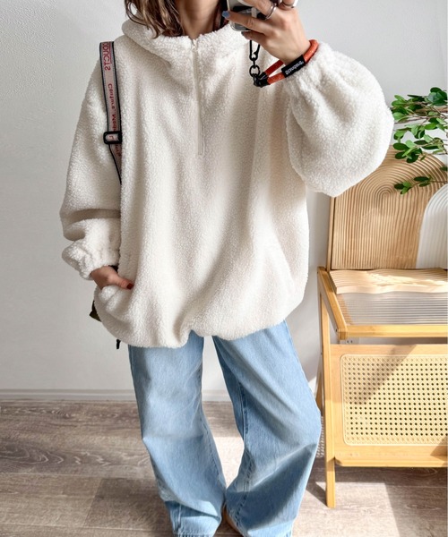 Cura Closet パーカー 「ema.217 select」テディボア ハーフジップ